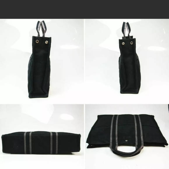 Hermes Fourre-Tout MM Black Canvas Bag "Authentic" Purple Stripe - Picture 5 of 14